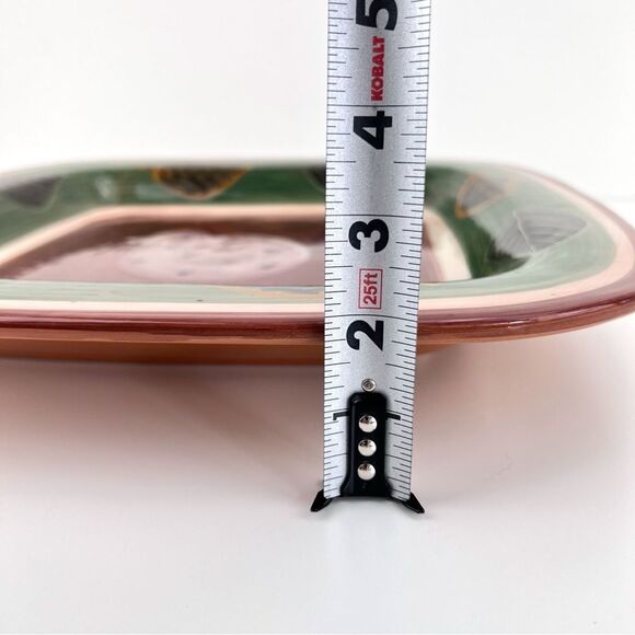 VIETRI Large Square Ceramic Platter Serving Foresta Bird Leaves Made in Italy - Picture 8 of 8